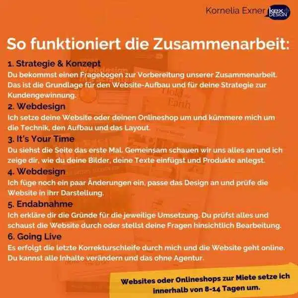 Websitemiete Websites oder Onlineshops setze ich innerhalb von 8-14 Tagen um.