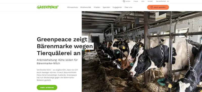 WordPress Website von Greenpeace