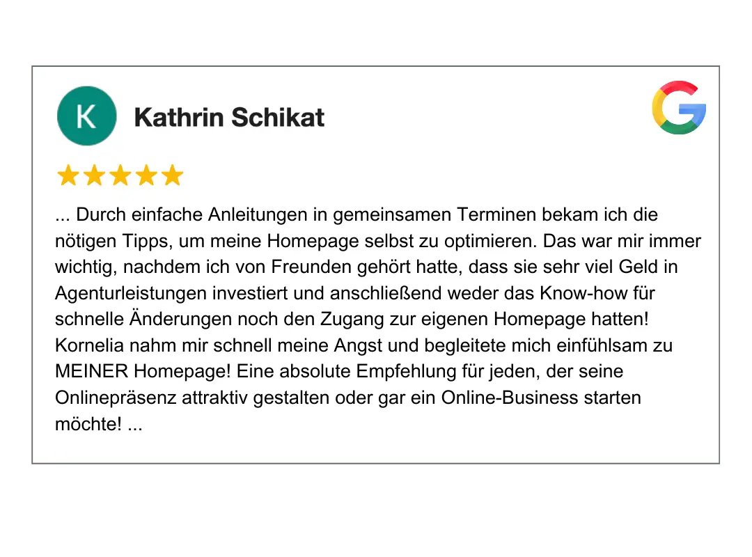 Bewertung von Kathrin Schikat 5 Sterne