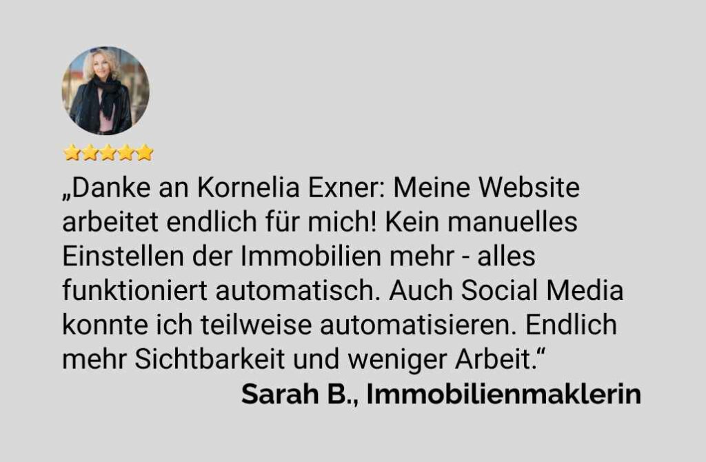 Bewertung Immobilienmaklerin Website und Automatisierung