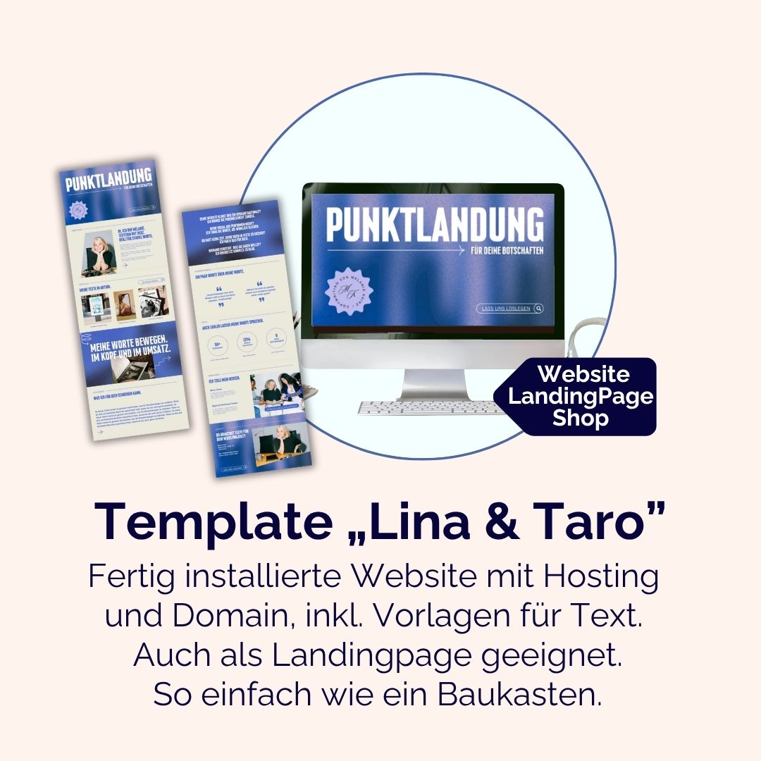 Website- und Shop-Template "Lina & Taro" 1 template als grundlage für deine website-erstellung