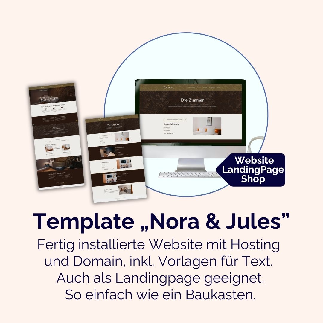 Website- und Shop-Template "Nora & Jules" 1 Website Template mit Anleitung zum selber erstellen